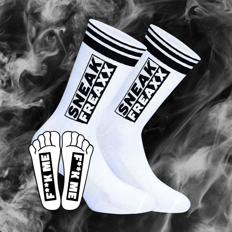 SneakFreaxx Chaussettes FUCK ME Blanc-Noir